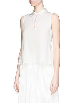 Front View - Click To Enlarge - THEORY - 'Kenzly' point collar silk flare top
