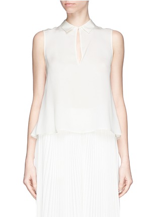 Main View - Click To Enlarge - THEORY - 'Kenzly' point collar silk flare top