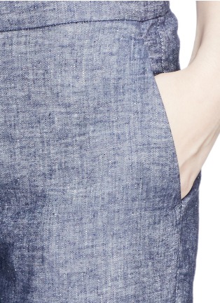 Detail View - Click To Enlarge - THEORY - 'Thaniel' stretch linen blend cropped pants