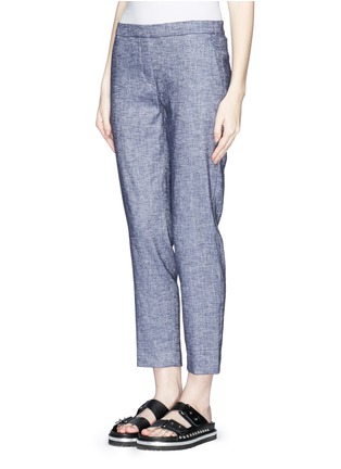 Front View - Click To Enlarge - THEORY - 'Thaniel' stretch linen blend cropped pants