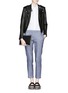 Figure View - Click To Enlarge - THEORY - 'Thaniel' stretch linen blend cropped pants