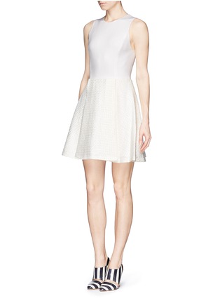 Figure View - Click To Enlarge - ALICE & OLIVIA - 'Emerson' crepe tweed mix A-line dress