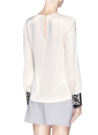 Back View - Click To Enlarge - ST. JOHN - Lace panel satin blouse