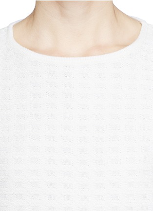 Detail View - Click To Enlarge - ST. JOHN - Fold up cuff grid knit top