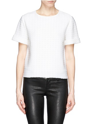 Main View - Click To Enlarge - ST. JOHN - Fold up cuff grid knit top