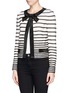 Front View - Click To Enlarge - ST. JOHN - Satin bead trim bow stripe jacket