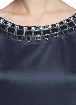 Detail View - Click To Enlarge - ST. JOHN - Jewel neckline satin blouse
