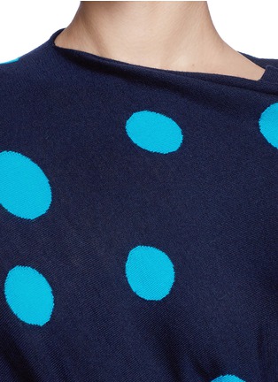 Detail View - Click To Enlarge - ST. JOHN - Dot intarsia knit asymmetric sweater
