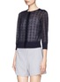 Front View - Click To Enlarge - ST. JOHN - Sheer houndstooth knit cardigan
