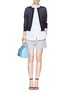 Figure View - Click To Enlarge - ST. JOHN - Sheer houndstooth knit cardigan