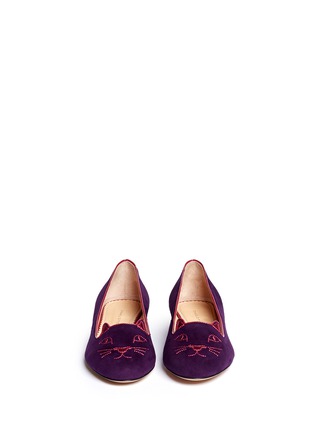 Figure View - Click To Enlarge - CHARLOTTE OLYMPIA - 'Kitty Studs' suede flats