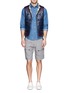 Figure View - Click To Enlarge - WHITE MOUNTAINEERING - Cotton tencel denim shorts