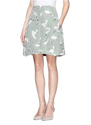Front View - Click To Enlarge - JIL SANDER - Leaf jacquard skirt