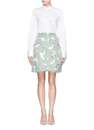 Figure View - Click To Enlarge - JIL SANDER - Leaf jacquard skirt