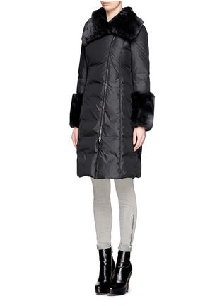Front View - Click To Enlarge - ARMANI COLLEZIONI - Rabbit fur collar and cuff down jacket