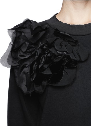 Detail View - Click To Enlarge - LANVIN - Velvet silk floral appliqué sweatshirt