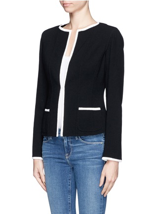 Front View - Click To Enlarge - ARMANI COLLEZIONI - Contrast trim wool jacket