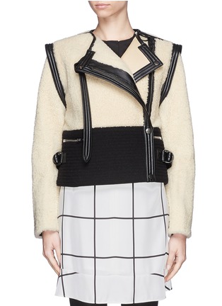 Main View - Click To Enlarge - CHLOÉ - Shearling leather trim biker jacket