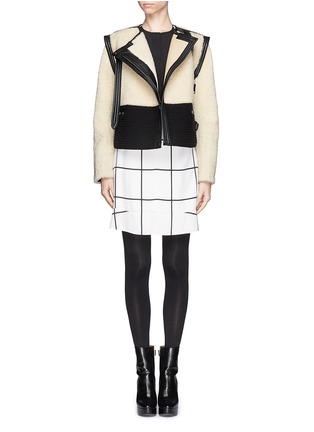 Figure View - Click To Enlarge - CHLOÉ - Shearling leather trim biker jacket
