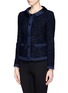 Front View - Click To Enlarge - ARMANI COLLEZIONI - Satin trim tweed jacket