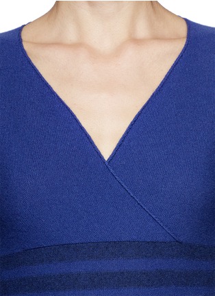 Detail View - Click To Enlarge - ARMANI COLLEZIONI - Wrap front stripe cashmere sweater