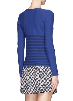 Back View - Click To Enlarge - ARMANI COLLEZIONI - Wrap front stripe cashmere sweater