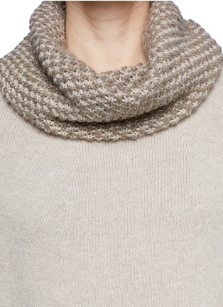 Detail View - Click To Enlarge - ARMANI COLLEZIONI - Eyelet knit cowl neck poncho