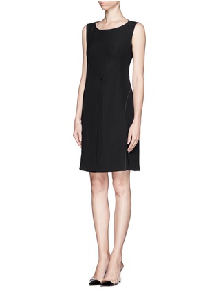 Front View - Click To Enlarge - ARMANI COLLEZIONI - Double layer skirt panel dress