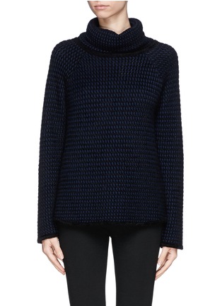 Main View - Click To Enlarge - ARMANI COLLEZIONI - Basket weave wool blend turtle neck top
