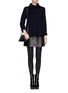 Figure View - Click To Enlarge - ARMANI COLLEZIONI - Basket weave wool blend turtle neck top