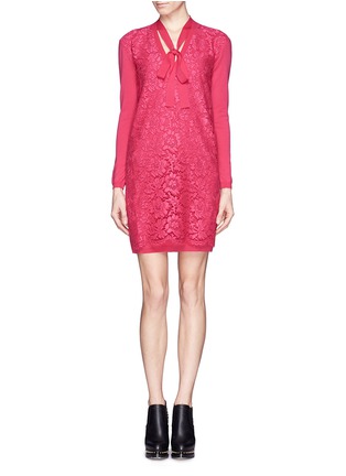 Main View - Click To Enlarge - VALENTINO GARAVANI - Guipure lace front knit dress
