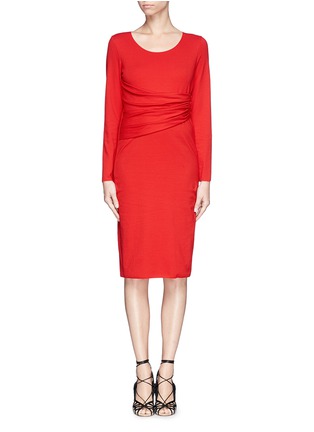 Main View - Click To Enlarge - ARMANI COLLEZIONI - Ruche waistband knit dress