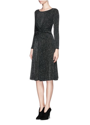 Figure View - Click To Enlarge - ARMANI COLLEZIONI - Metallic shimmer tie front dress