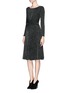 Figure View - Click To Enlarge - ARMANI COLLEZIONI - Metallic shimmer tie front dress