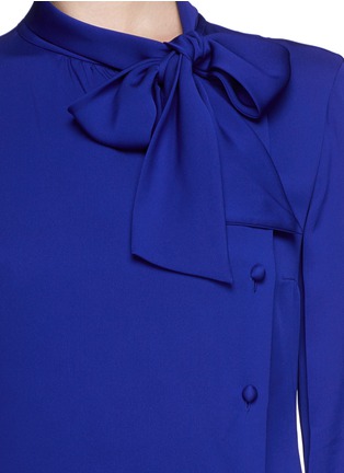 Detail View - Click To Enlarge - ARMANI COLLEZIONI - Asymmetric silk tie neck blouse