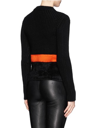 Back View - Click To Enlarge - NEIL BARRETT - Contrast band chunky knit crop sweater