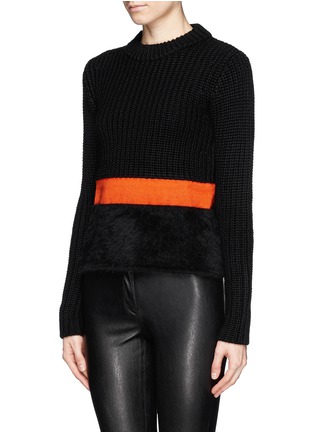 Front View - Click To Enlarge - NEIL BARRETT - Contrast band chunky knit crop sweater