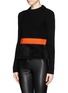 Front View - Click To Enlarge - NEIL BARRETT - Contrast band chunky knit crop sweater