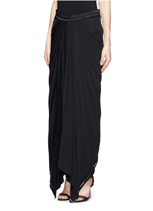 Front View - Click To Enlarge - ELLERY - 'Ahura' satin tie wool pleat apron skirt