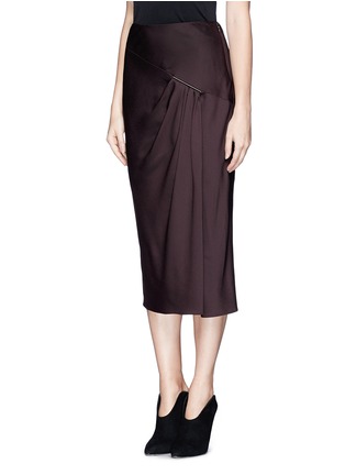 Front View - Click To Enlarge - JASON WU - Pleat front open slit satin skirt