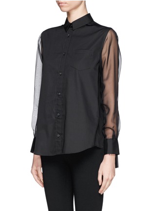 Front View - Click To Enlarge - SACAI - Contrast poplin shirt