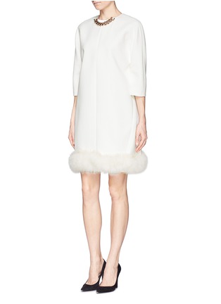 Figure View - Click To Enlarge - VICTORIA BECKHAM - Chain feather hem crepe dress