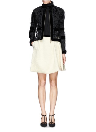Figure View - Click To Enlarge - ERDEM - 'Roza' velvet waistband cloqué skirt
