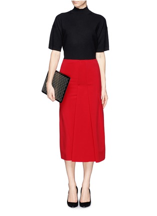 Figure View - Click To Enlarge - VICTORIA BECKHAM - Asymmetric pleat stretch jersey midi skirt