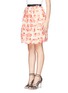 Front View - Click To Enlarge - TANYA TAYLOR - 'Ella' stippled organza floral print pleat skirt