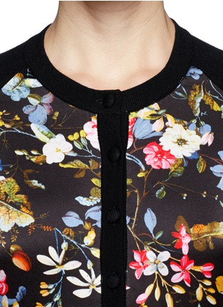Detail View - Click To Enlarge - ERDEM - 'Dorothy' floral silk panel wool cardigan 