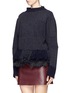 Front View - Click To Enlarge - SACAI - Houndstooth wool blend fringe sweater