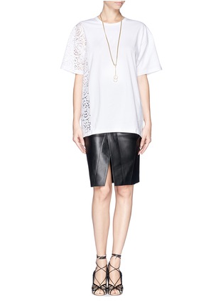 Figure View - Click To Enlarge - NO.21 - Asymmetric lace T-shirt