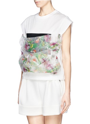 Front View - Click To Enlarge - TOGA ARCHIVES - Floral print sheer drape jersey top