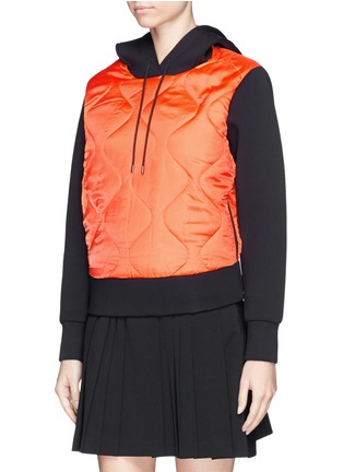 Front View - Click To Enlarge - NEIL BARRETT - Quilted body bonded jersey hoodie